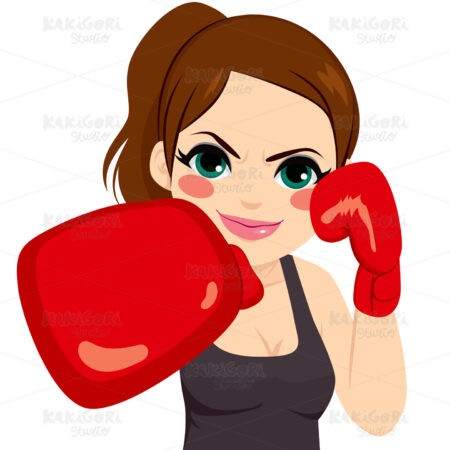 Woman Boxing Gloves Clipart Vector Illustration 02747