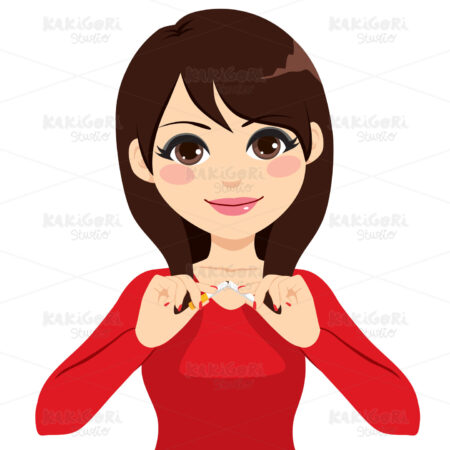Woman Breaking Cigarette Clipart Vector Illustration 03952