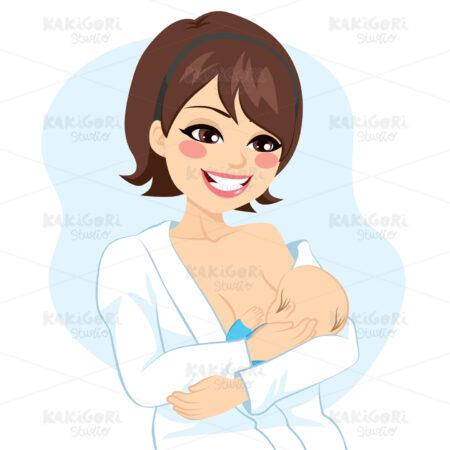 Woman Breastfeeding Baby Clipart Vector Illustration 02774