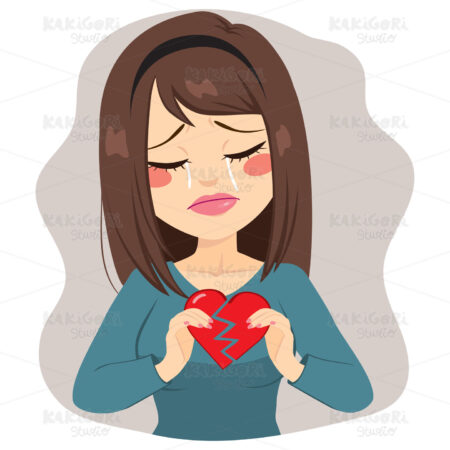 Woman Broken Heart Clipart Vector Illustration 03286