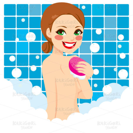 Woman Bubble Bath Clipart Vector Illustration 01719