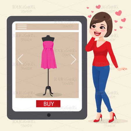 Woman Buying Online Concept Clipart Vector Illustration 04384