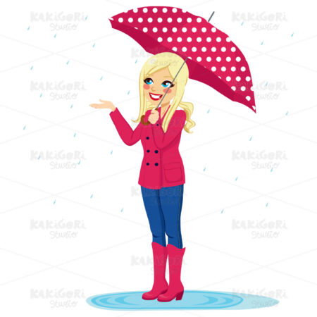 Woman Checking Rain Clipart Vector Illustration 01549