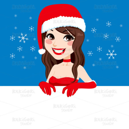 Woman Christmas Billboard Clipart Vector Illustration 01197