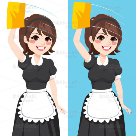 Woman Cleaning Window Clipart Vector Illustration 02588