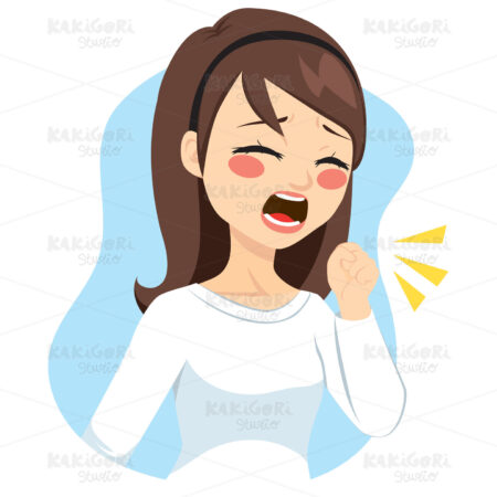 Woman Coughing Clipart Vector Illustration 03321