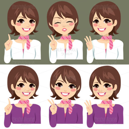 Woman Counting With Fingers Clipart Vector Illustration 02565
