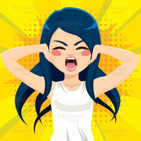 Woman Covering Ears Clipart Vector Illustration 04217