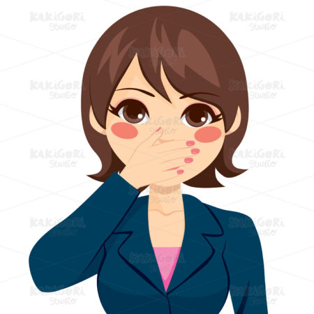 Woman Covering Mouth Clipart Vector Illustration 01530