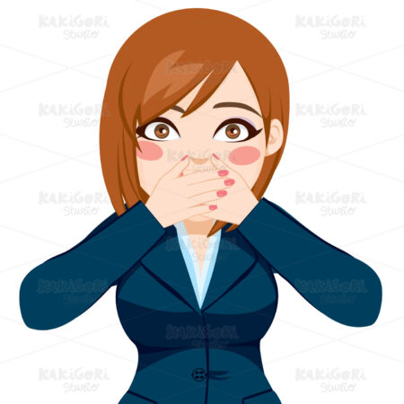 Woman Covering Mouth With Hands Clipart Vector Illustration 01532