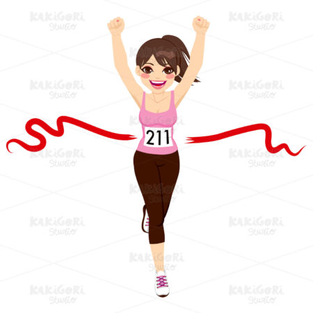 Woman Crossing Finish Line Clipart Vector Illustration 01421