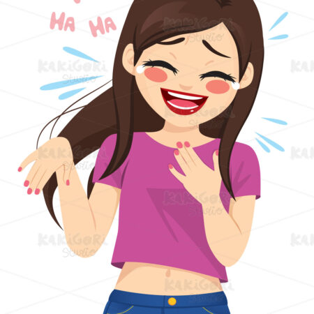 Woman Crying Laughing Out Loud Clipart Vector Illustration 04961