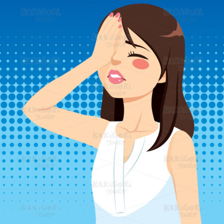 Woman Disappointed Face Palm Clipart Vector Illustration 04156