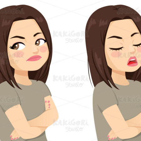 Woman Dissatisfied Face Expression Action Clipart Vector Illustration 05021