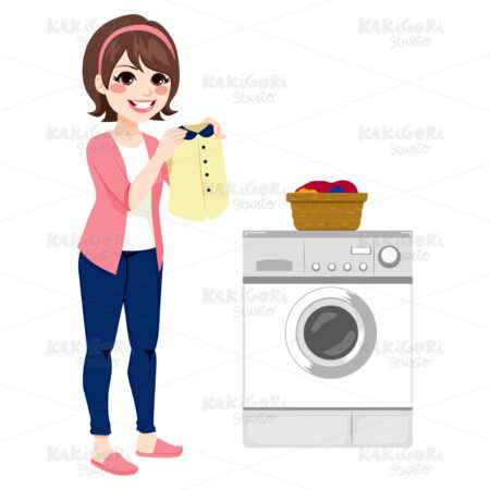 Woman Doing Laundry Clipart Vector Illustration 02292