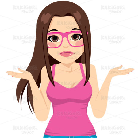Woman Doubt Shrug Clipart Vector Illustration 01383