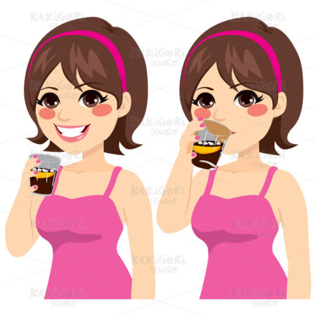 Woman Drinking Cola Clipart Vector Illustration 02677