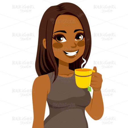 Woman Drinking Herbal Tea Clipart Vector Illustration 02808