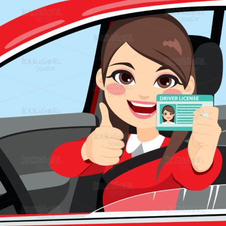 Woman Driver License Clipart Vector Illustration 03899