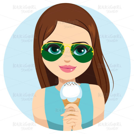 Woman Eating Ice Cream Clipart Vector Illustration 03646