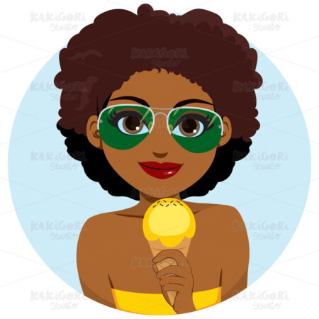 Woman Eating Ice Cream Clipart Vector Illustration 03694