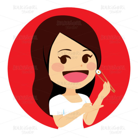 Woman Eating Sushi Clipart Vector Illustration 03734