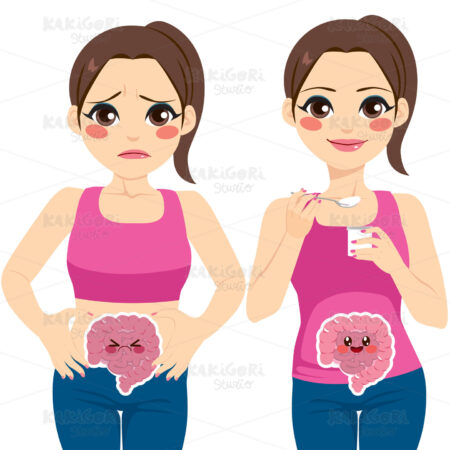 Woman Eating Yogurt Clipart Vector Illustration 04209