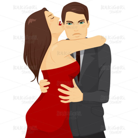 Woman Embracing Man Clipart Vector Illustration 01978