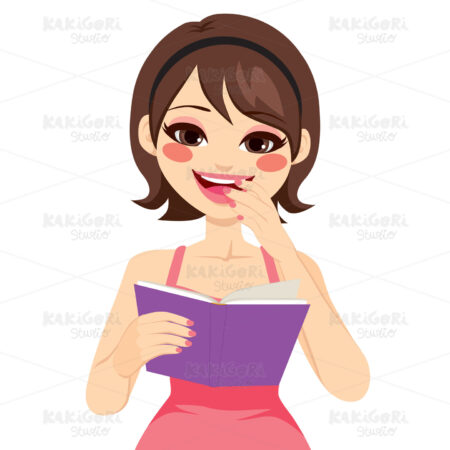 Woman Enjoying Book Clipart Vector Illustration 02634