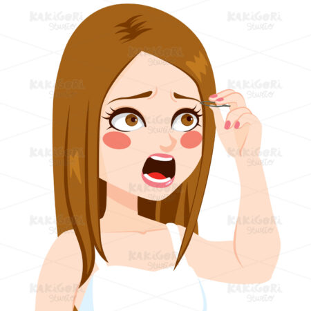 Woman Epilation Eyebrow Pain Clipart Vector Illustration 02720
