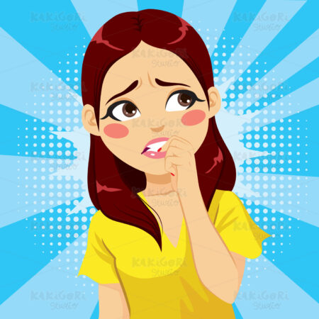 Woman Fear Emotion Clipart Vector Illustration 04157