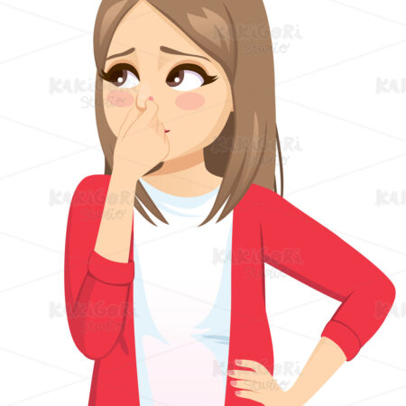 Woman Feeling Bad Smell Clipart Vector Illustration 04946