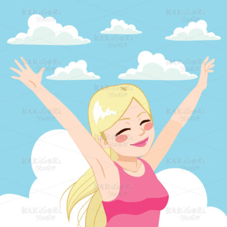 Woman Freedom sky Clipart Vector Illustration 03105