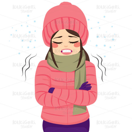 Woman Freezing Winter Clothes Clipart Vector Illustration 03287