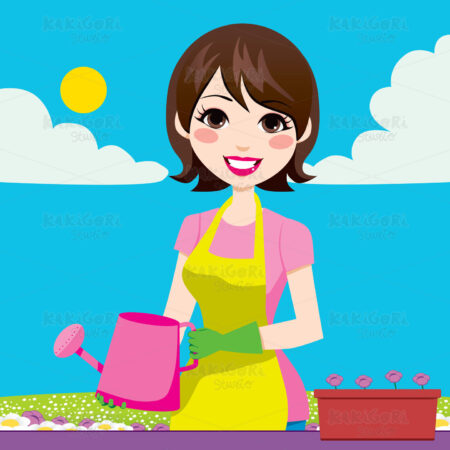 Woman Gardening Clipart Vector Illustration 00934