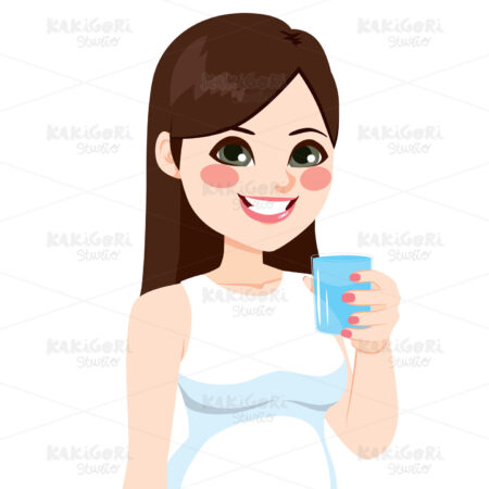 Woman Glass Water Clipart Vector Illustration 02810