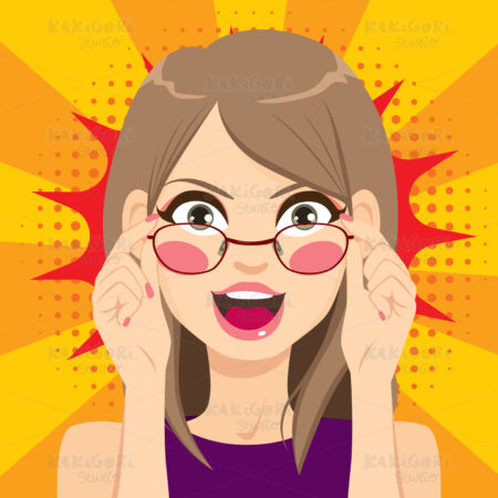 Woman Glasses Surprised Clipart Vector Illustration 04155