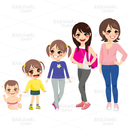Woman Growing Stages Clipart Vector Illustration 04403