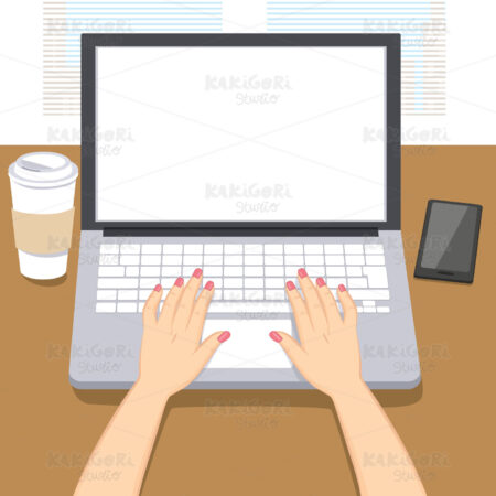 Woman Hands Writing Laptop Clipart Vector Illustration 02608
