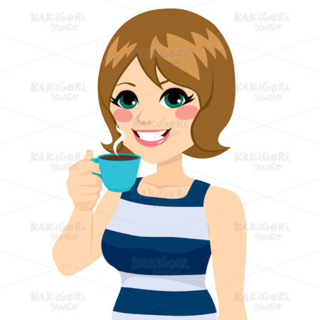 Woman Having Coffee Clipart Vector Illustration 02805