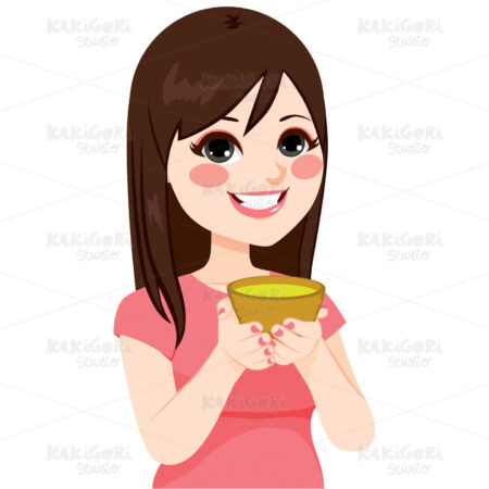 Woman Having Green Tea Clipart Vector Illustration 02806