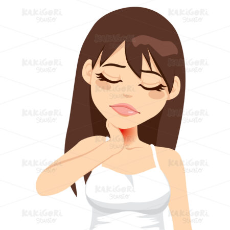 Woman Having Neck Pain Clipart Vector Illustration 01239