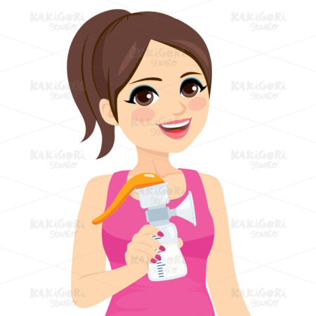Woman Holding Breast Pump Clipart Vector Illustration 05196