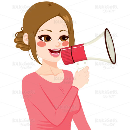 Woman Holding Megaphone Clipart Vector Illustration 02884