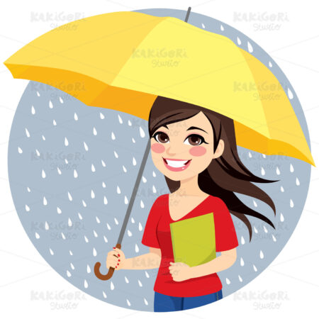 Woman Holding Umbrella Clipart Vector Illustration 03550