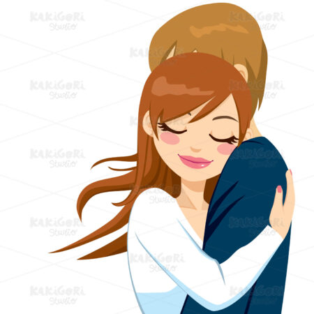 Woman Hugging With Tender Love Clipart Vector Illustration 01519