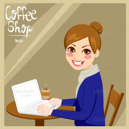 Woman In Coffee Shop Clipart Vector Illustration 01355
