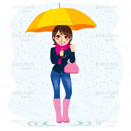 Woman In The Rain Clipart Vector Illustration 01471