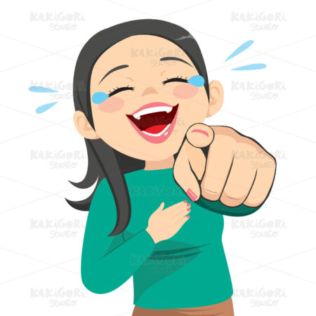 Woman Laughing Pointing Finger Clipart Vector Illustration 04793