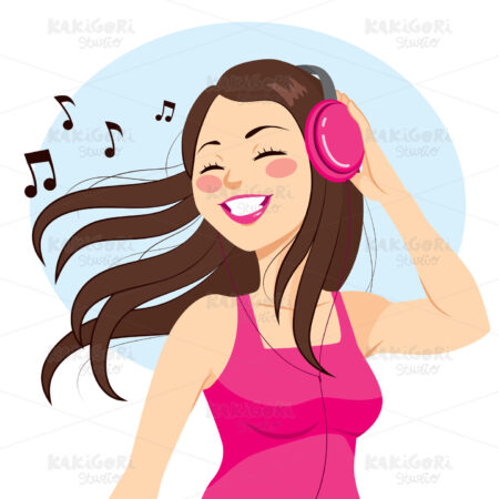 Woman Listening Music Clipart Vector Illustration 02759